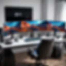 High-quality gaming setup with multiple screens