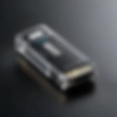 A close-up of a USB drive illustrating its advanced performance specifications.