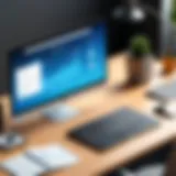 Illustration of a digital workspace showcasing various productivity applications
