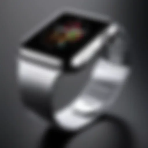 Close-up view of the Apple Watch aluminium band showcasing its sleek design