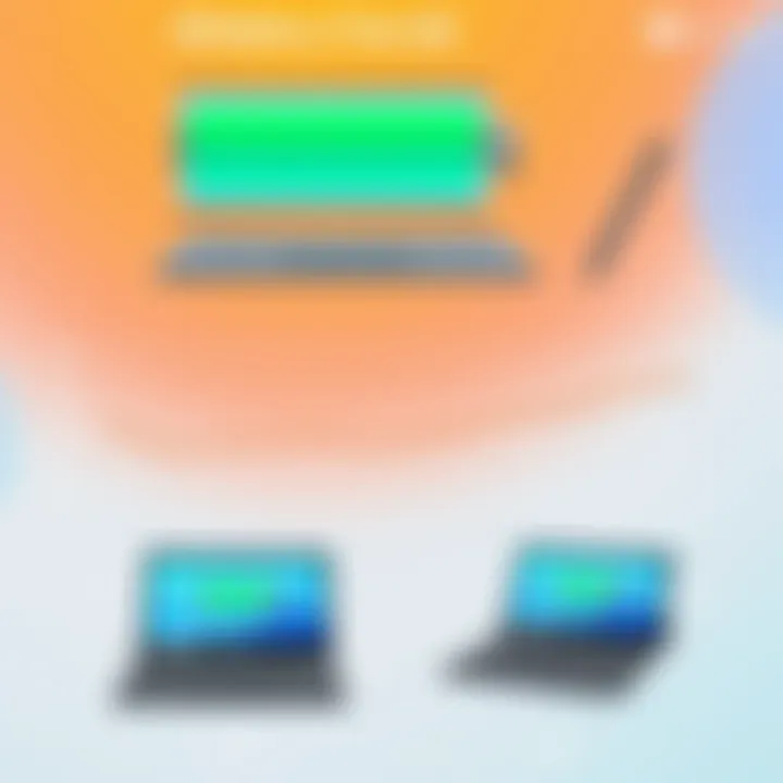 Battery Performance Overview Visual representation of battery performance during various tasks on Surface Pro 8