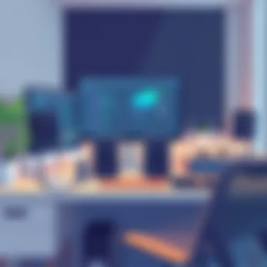 Stylish computer speakers in a modern workspace