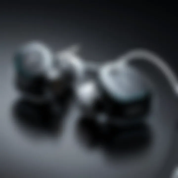 Close-up of advanced features in Dolby Atmos compatible earbuds