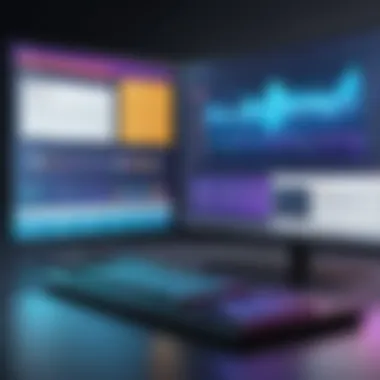 User-Friendly Game Design Software Interface An intuitive user interface of game design software showcasing a vibrant game world