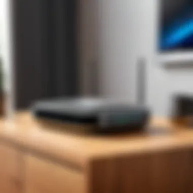 Modern Mesh Router Setup High-performance mesh router setup in a modern home environment