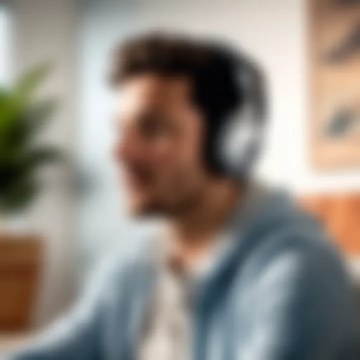 User enjoying sound quality of Bose headphones in a serene environment