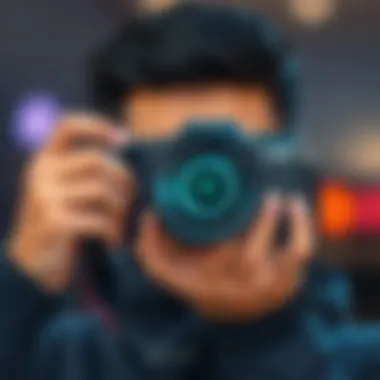 Photographer utilizing Canon EF 50mm f/1.8 lens in a creative shooting scenario