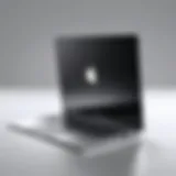 Elegant design of an Apple laptop showcasing its sleek profile