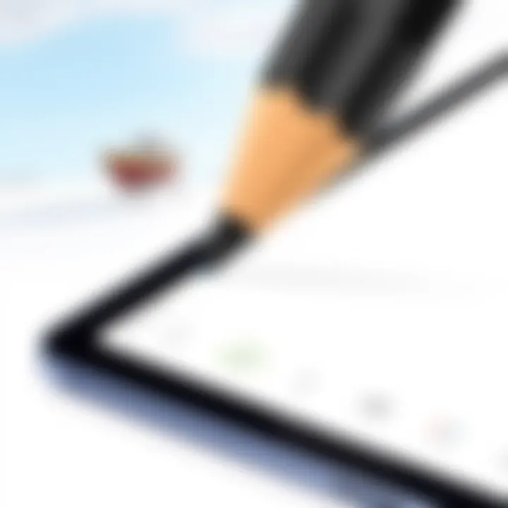Close-up of drawing pencil compatibility with iPad Air 2.