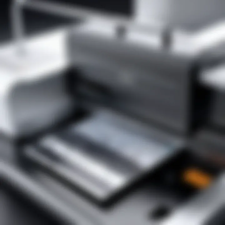 Close-up of label design machine displaying its advanced features