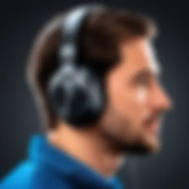 User enjoying comfort and fit of over-ear monitor headphones during a session