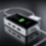 Close-up of a high-quality USB charging hub with multiple ports