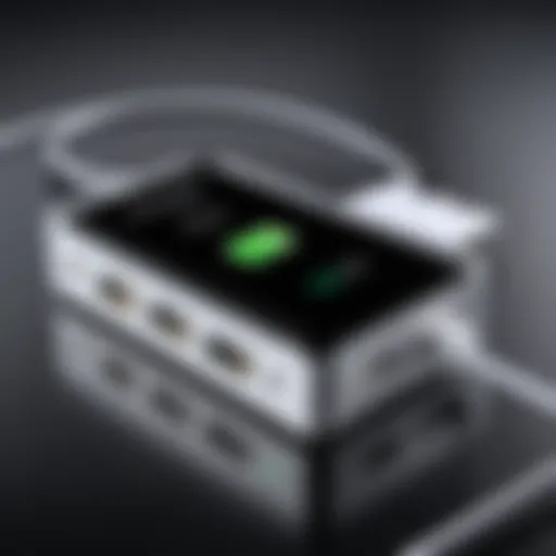Close-up of a high-quality USB charging hub with multiple ports