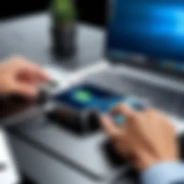 Technology Professional Using USB Charging Hub A technology professional using a USB charging hub to charge multiple devices