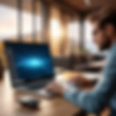 User Experience with Budget Laptops A satisfied user engaged with a budget laptop in a cozy setting.