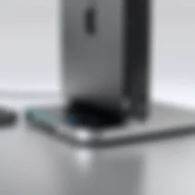 Close-up of a sleek MacBook hub dock with ports