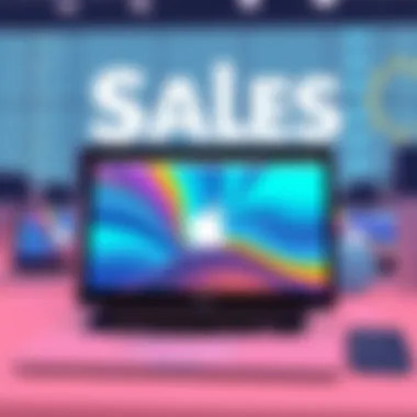 Sales event showcasing Apple laptops