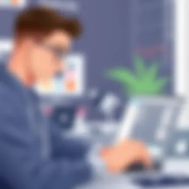 Professional using Apple laptop for work