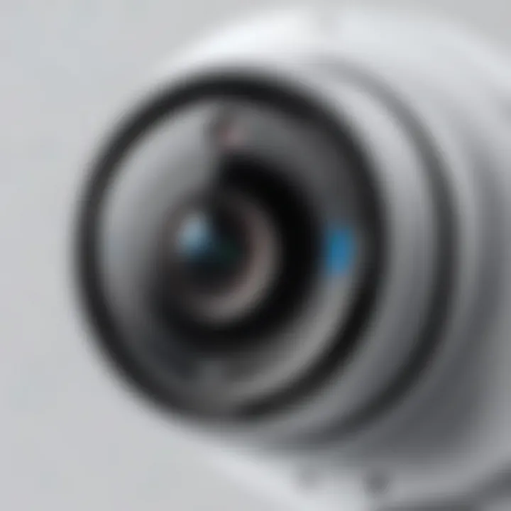 Close-up of Geeni Indoor Security Camera showcasing lens and LED indicators