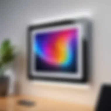 A sleek Wi-Fi picture frame displaying vibrant artwork