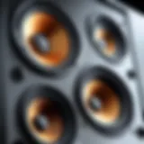 Close-up of a computer monitor showcasing integrated speakers for enhanced audio experience