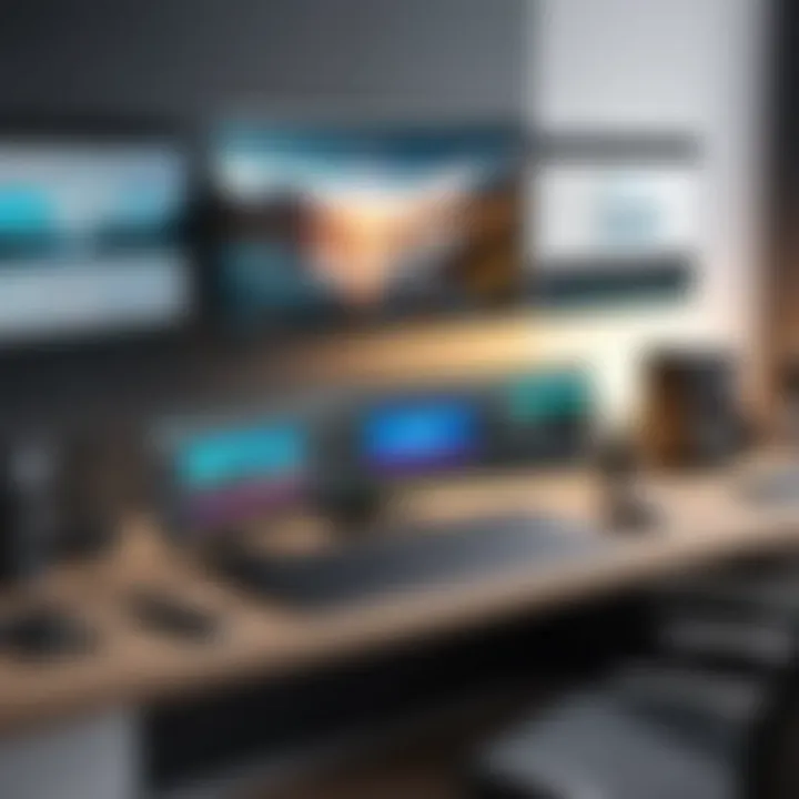 A creative workspace with video editing tools and resources