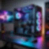 A high-performance gaming PC setup with RGB lighting