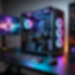 A high-performance gaming PC setup with RGB lighting