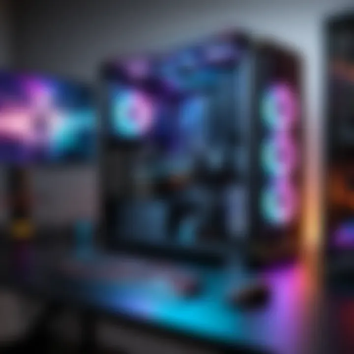 A high-performance gaming PC setup with RGB lighting