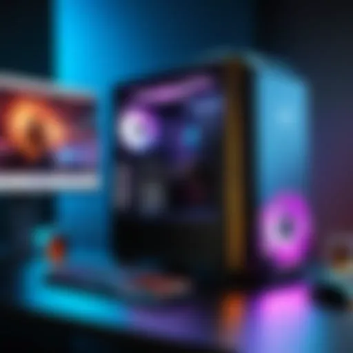 Sleek design of Cyberpower gaming desktop showcasing RGB lighting