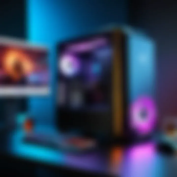 Sleek design of Cyberpower gaming desktop showcasing RGB lighting