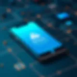 Illustration of a mobile device with malware alert on screen