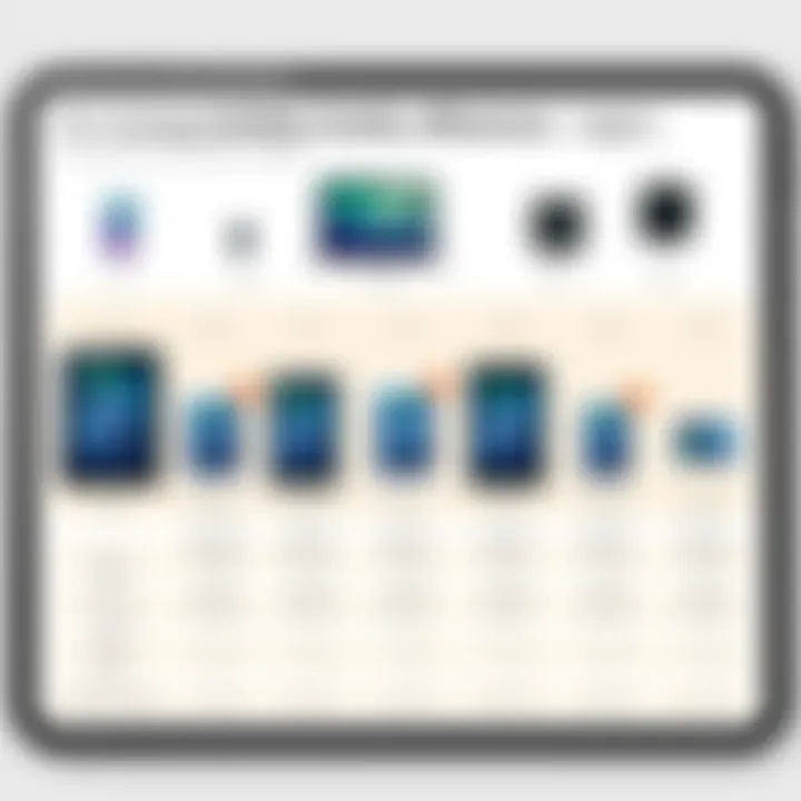 Compatibility chart depicting various iPad models and their suitable external chargers