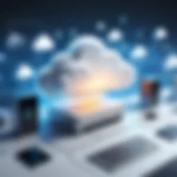 Cloud computing concept depicting data storage