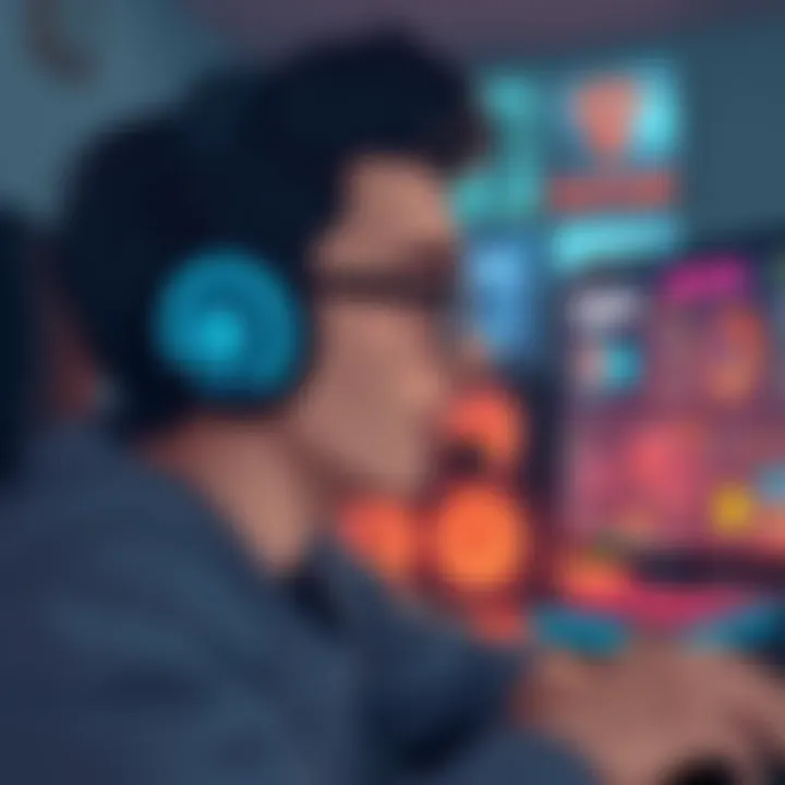 Gamer enjoying immersive sound with a wireless headset