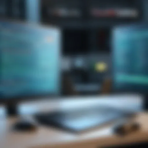Illustration of two antivirus programs side by side on a computer screen