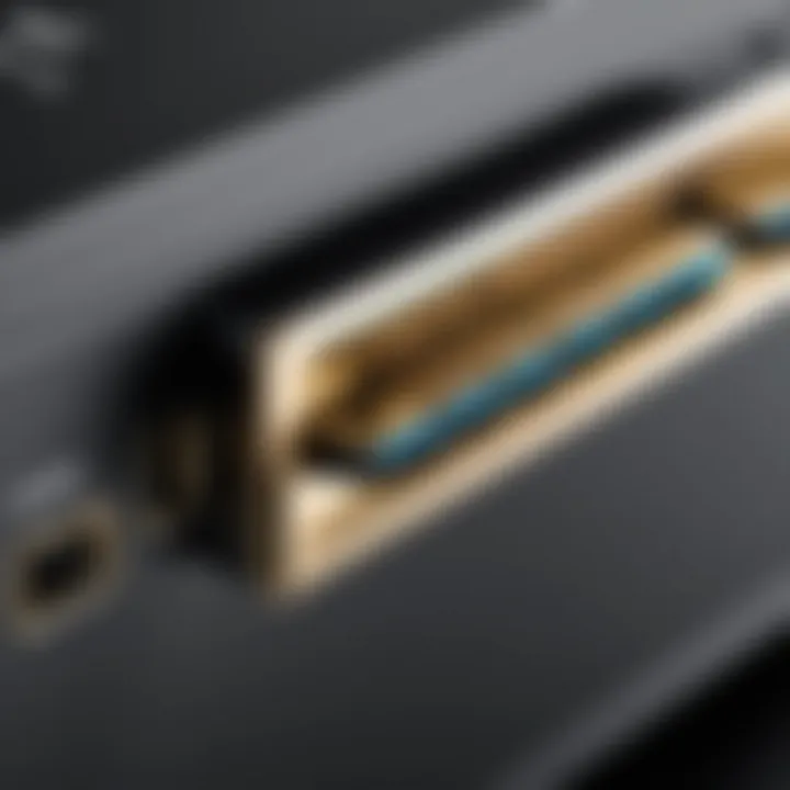 Close-up of HDMI ports on a laptop