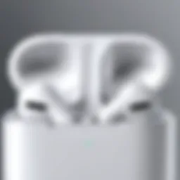 Close-up shot of Apple AirPods showcasing their sleek design