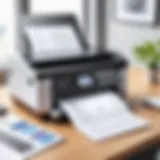 Compact budget printer in a home office setting