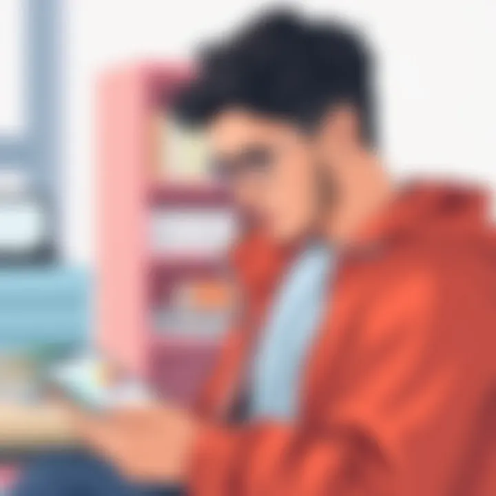 Adult engaging with a mobile learning app