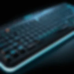 Logitech backlit keyboard showcasing sleek design and illuminated keys