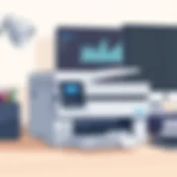 A sleek monochrome laser printer on a modern desk