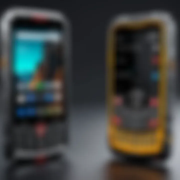 Comparison chart of rugged phones illustrating specifications and features