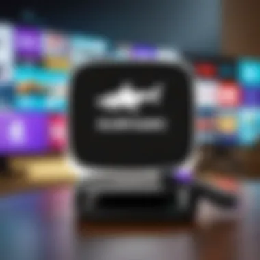 Surfshark VPN and Roku Integration Illustration of Surfshark VPN logo integrated with Roku interface