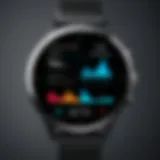 A close-up of a smartwatch displaying health metrics