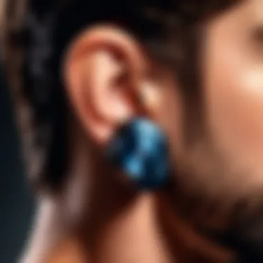 Comfort Features of Premium Bluetooth Earbuds An ergonomic illustration highlighting comfort features of high-end Bluetooth earbuds.