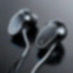 A close-up of premium Bluetooth earbuds showcasing their sleek design and innovative features.