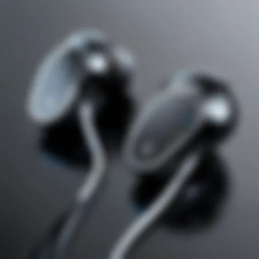 A close-up of premium Bluetooth earbuds showcasing their sleek design and innovative features.