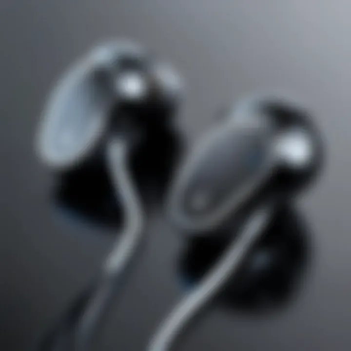 A close-up of premium Bluetooth earbuds showcasing their sleek design and innovative features.