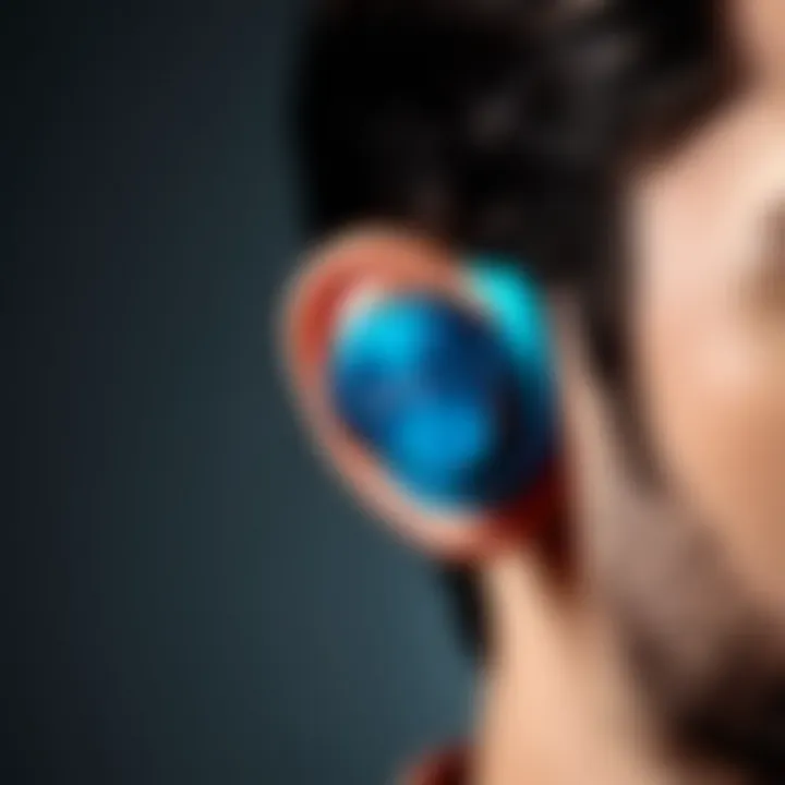An illustration representing sound quality metrics and performance of Bluetooth earbuds.